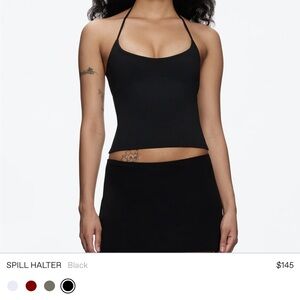 Tank air Spill Halter Black Tank Top